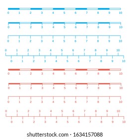 Map scales graphics for measuring distances. Scale measure map vector. Latitude and longitude distance