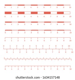 Map scales graphics for measuring distances. Scale measure map vector. Latitude and longitude distance