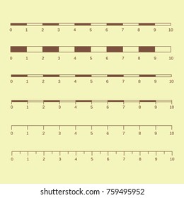 Map scales graphics for measuring distances. Scale measure map vector. Latitude and longitude distance
