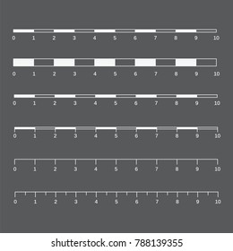 Map scales graphics for measuring distances. Scale measure map vector. Latitude and longitude distance
