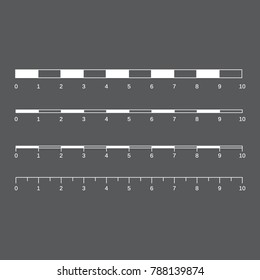 Map scales graphics for measuring distances. Scale measure map vector. Latitude and longitude distance