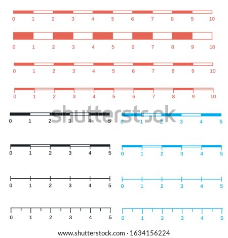 Map scales graphics for measuring distances. Scale measure map vector. Latitude and longitude distance