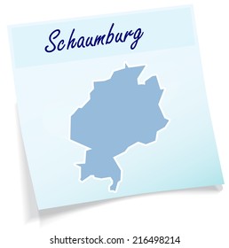 Map of Schaumburg as sticky note in blue
