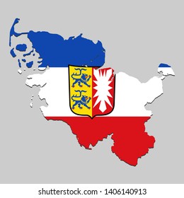 Map of Schleswig Holstein is a state Germany with flag. Vector Illustration