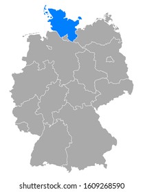 Map of Schleswig-Holstein in Germany on white