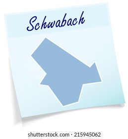 Map of Schwabach as sticky note in blue