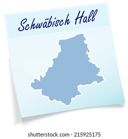 Map of Schwaebisch-Hall as sticky note in blue