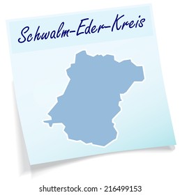 Map of Schwalm-Eder-Kreis as sticky note in blue