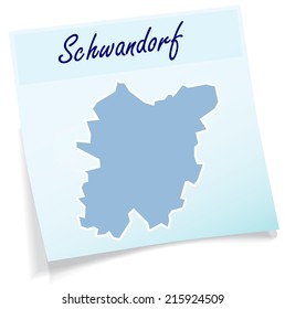 Map of Schwandorf as sticky note in blue
