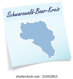 Map of Schwarzwald-Baar-Kreis as sticky note in blue