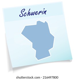 Map of schwerin as sticky note in blue