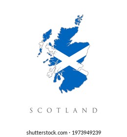 Map of Scotland with flag. Map of Scotland, UK with St. Andrew's cross flag. Country shape with a polygonal gradient in the color of the country's flag.