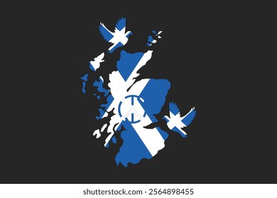 Map of Scotland with the national flag of Scotland, Scotland flag vector graphic, Scotland country flag is a symbol of freedom, vector illustration
