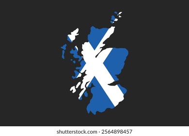 Map of Scotland with the national flag of Scotland, Scotland flag vector graphic, Scotland country flag is a symbol of freedom, vector illustration
