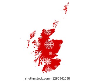 Map of Scotland with snowflakes
