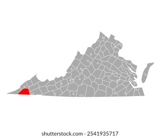 Map of Scott in Virginia on white