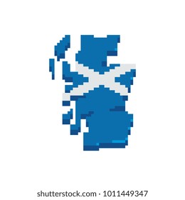 Map Scottish national flag colors. Pixel art. Stickers design. Isolated vector illustration. 