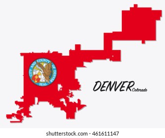 map with seal and limit of denver, colorado