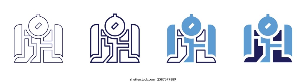Map search icon in 4 different styles. Thin Line, Line, Bold Line, Duotone. Duotone style. Editable stroke.