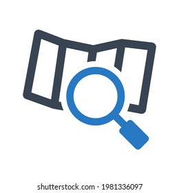 Map search icon.navigate,magnifier (vector illustration)