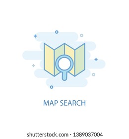 map search line concept. Simple line icon, colored illustration. map search symbol flat design. Can be used for UI/UX