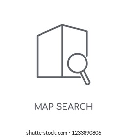map search linear icon. Modern outline map search logo concept on white background from General collection. Suitable for use on web apps, mobile apps and print media.