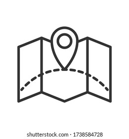 Map search outline icon. Vector illustration.