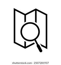 Map search symbols, Search Location icon, find place location pin with magnify glass vector symbol.