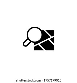 Map search vector icon in black flat glyph, filled style isolated on white background