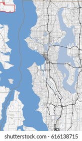 Map Seattle City. Washington Roads