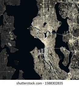 Map Seattle City. Washington. USA