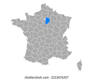 Karte von Seine-et-Marne in Frankreich auf Weiß