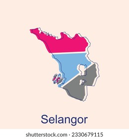 Map of Selangor vector design template, World Map International vector template with outline graphic sketch style isolated on white background