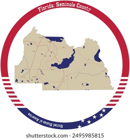 Map of Seminole County in Florida, USA arranged in a circle.