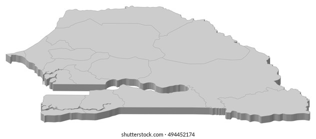 Map - Senegal - 3D-Illustration