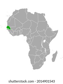 Map of Senegal in Africa on white