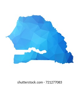 Map of Senegal - Blue Geometric Rumpled Triangular, Polygonal Design For yours. Vector illustration eps 10.