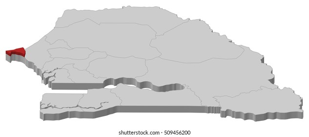 Map - Senegal, Dakar - 3D-Illustration