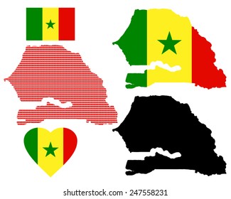 Map Senegal different types and symbols on a white background