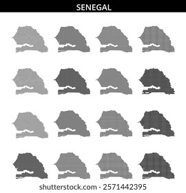 Map of Senegal with a dotted pattern highlighting geographical features