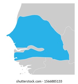 Map of Senegal green highlighted with neighbor countries.
