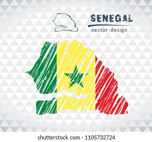 Map of Senegal with hand drawn sketch pen map inside. Vector illustration