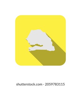 Map of Senegal on yellow square with long shadow