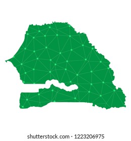 Map of Senegal from Polygonal wire frame low poly mesh,Senegal map Vector Illustration EPS10.