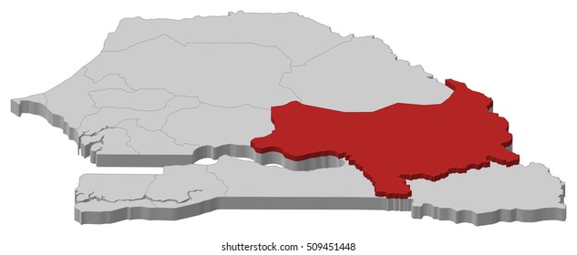 Map - Senegal, Tambacounda - 3D-Illustration