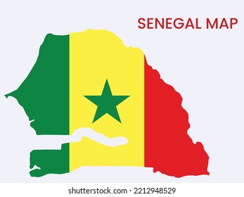 Map of Senegal  ,  Senegal  map vector Illustration,  Map of Senegal 
 With the flag, The National Flag of Senegal ,