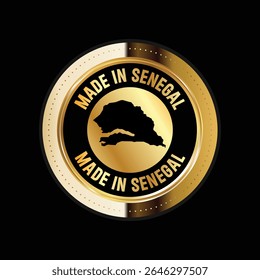 Mapa de Senegal. Ilustración vectorial. Logotipo, icono y símbolo. Mapa de Senegal sello de oro. 