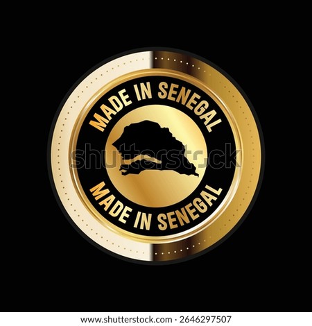 Map of Senegal. Vector illustration. Logo, Icon, and Symbol. Senegal map gold seal. 