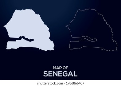 Map of Senegal vector silhouette isolated file.Abstract design, High detailed silhouette illustration. Full Editable Senegal map vector eps file.