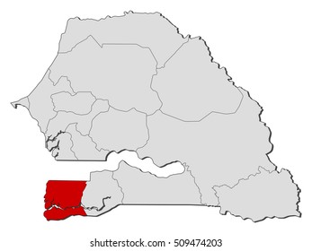 Map - Senegal, Ziguinchor